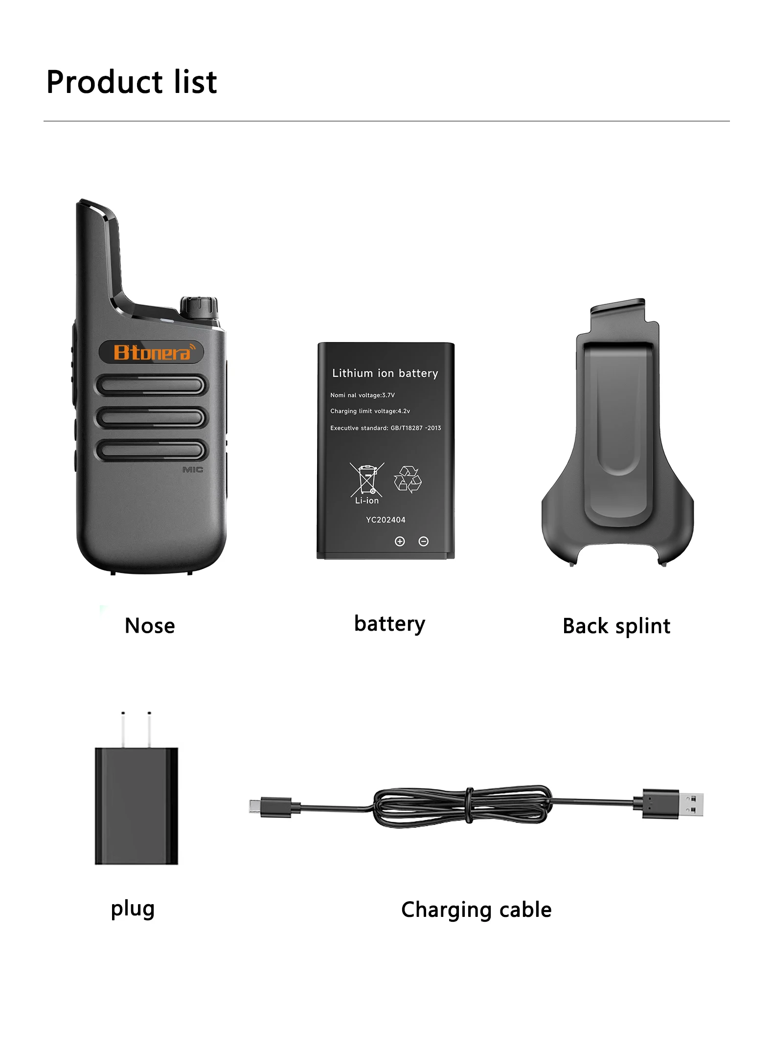 BTONERA Mini Walkie Talkie 2 pcs PMR 446 FRS Walkie-Talkies Two Way Radio Portable Communication Equipment PTT Radio Hotel Cafe