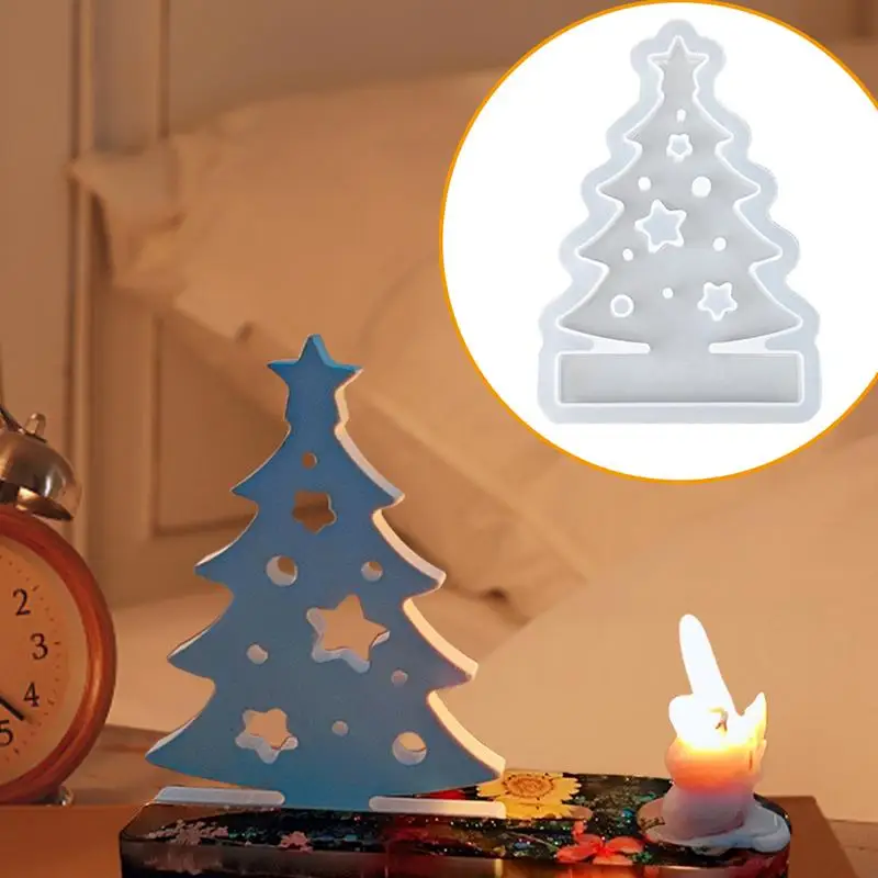 Christmas Tree Tea Lamp Holder Resin Molds Christmas Tree Castle Shaped Decoration Ornament Mold Candy Chocolate Silicone Mold