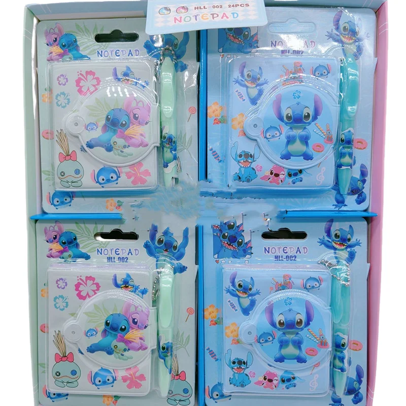 Disney Anime Stitch Notitieboekje Met Pen Kawaii Lilo & Stitch Draagbaar Kladblok Mini Notebook Set Cartoon Kinderen Briefpapier