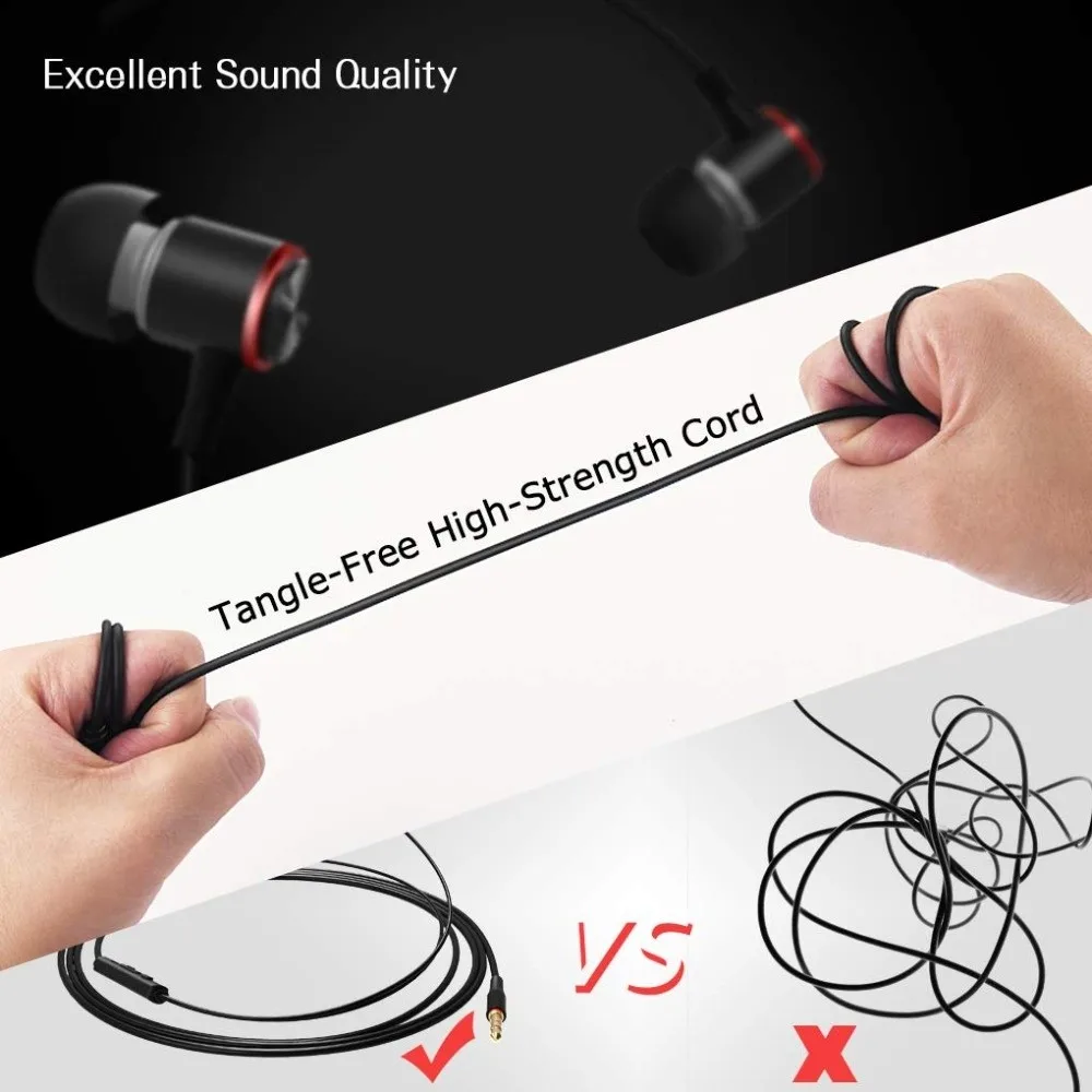 

Music Earbuds 3.5mm Wired Earphone HiFi Stereo Wire Control in Ear Earphones Heavy Bass Noise Cancelling Wired Headset Running