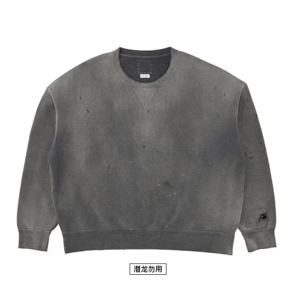 VISVIM WMV 22AW AMPLUS HOODIE CRASH حبر مغسول ومرذاع لصنع سترة بقلنسوة تالفة قديمة