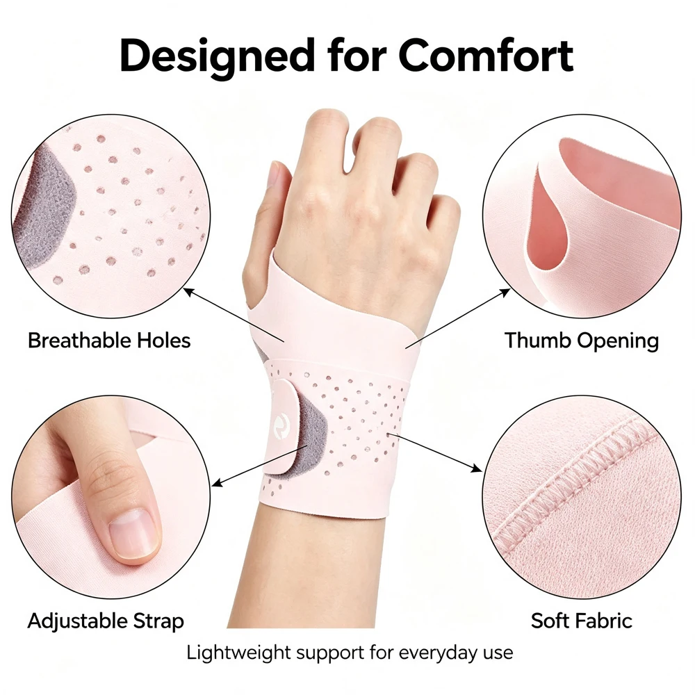 1PC/2PCS Ultra-Thin Wrist Support Brace for Women Men, Compression Wrist Wrap for Carpal Tunnel,Night Support, Fits Both  Hand