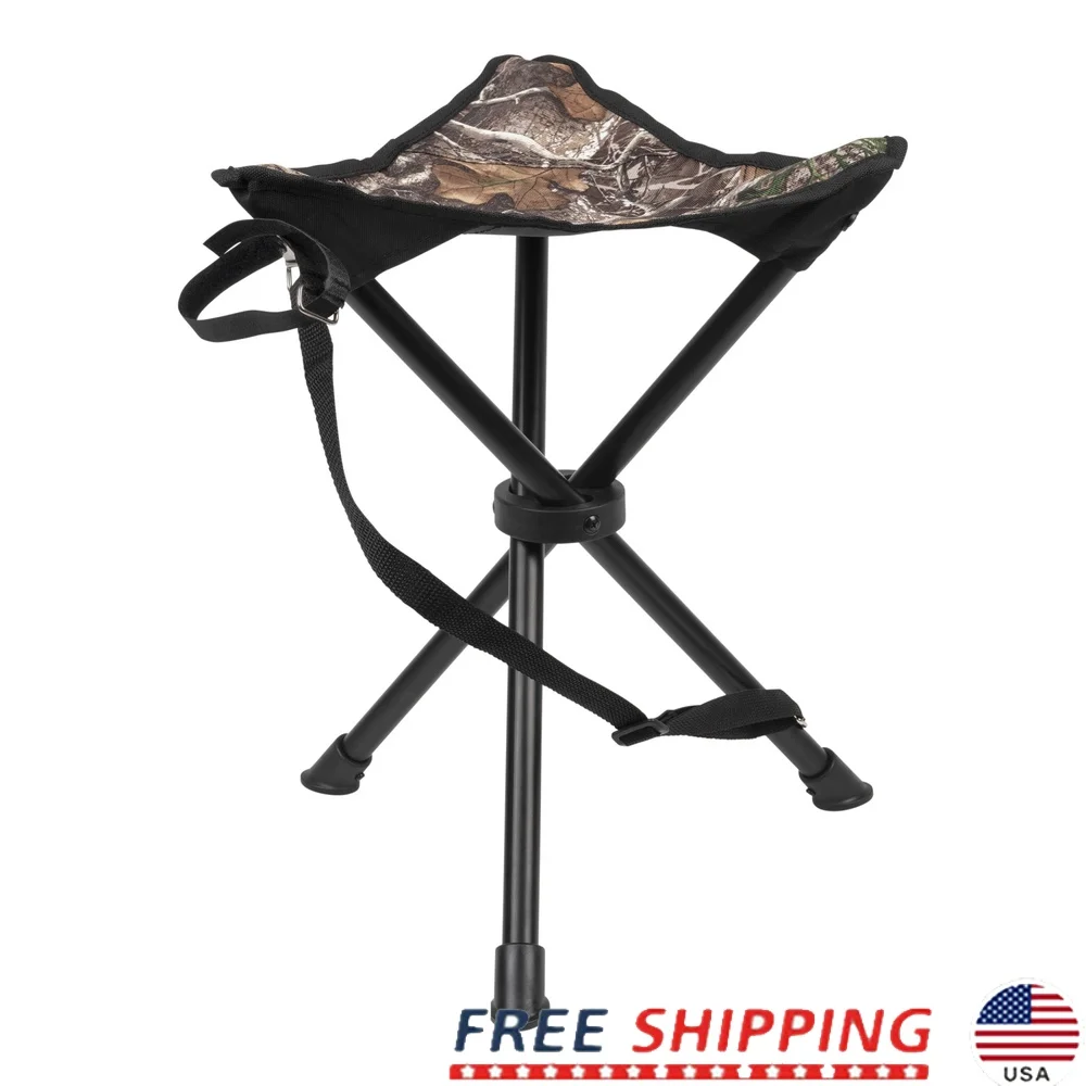 

Foldable Camo Stool Lightweight Portable Hunting Chair Durable Steel Frame Water Repellent Compact Design Easy Carry Strap 225