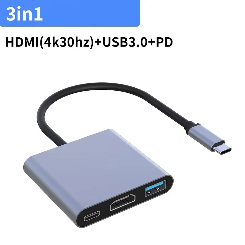 3 In 1 Usb-C Usb Hub Male To Female Hdmi-Compatible 4k Usb 3.1 Type-C To Usb 3.0 Charging Adapter For Macbook Air 12 Converter