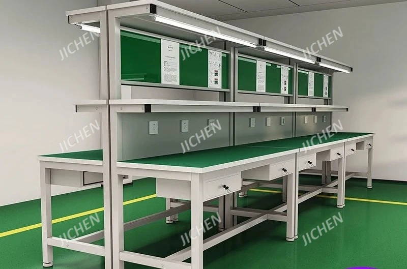 JC منضدة عمل مضادة للكهرباء الساكنة من الفولاذ المقاوم للصدأ مع خط تجميع ورشة عمل مصنع المصباح طاولة صيانة الهاتف المحمول السميكة