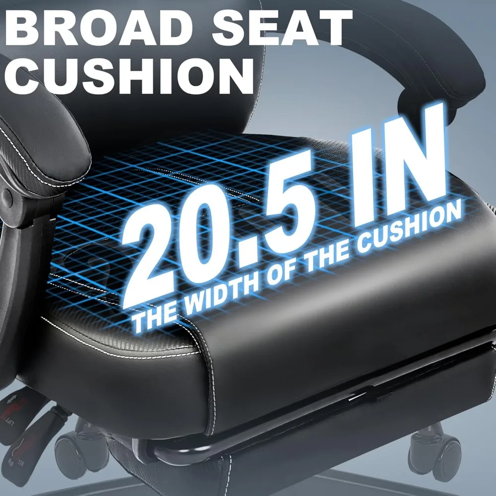 Executive High Back Computer Chair with Footrest, Linkage Armrest, 90-155° Recline for Big and Tall Users