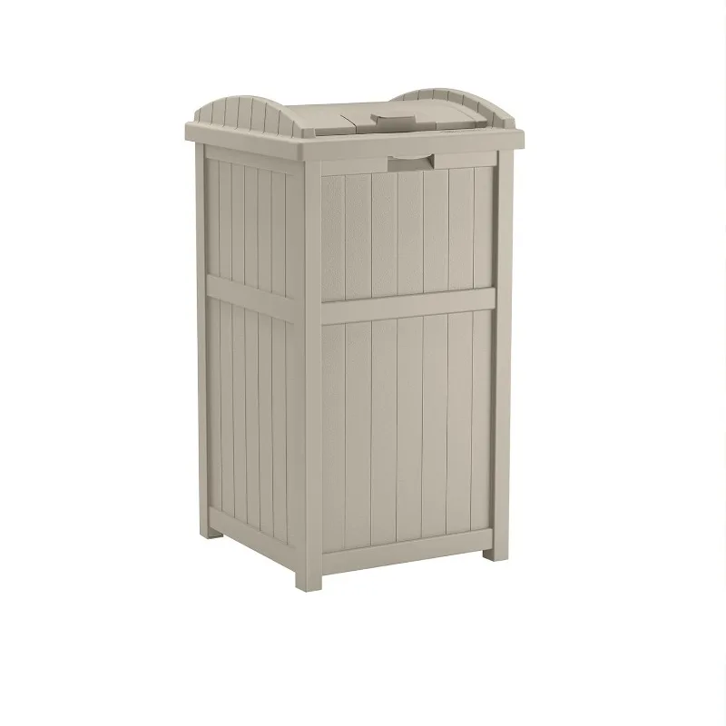 

33 Gallon Hideaway Trash Can for Patio - Resin Outdoor Trash with Lid - Use in Backyard, Deck, or Patio - Taupe US(Origin)