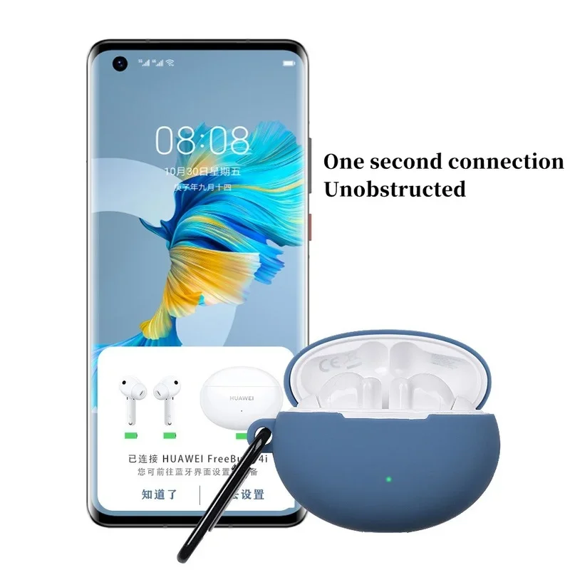 Capa de silicone macia para Huawei FreeBuds 4i, Headset Shell Protetor, Capa Anti-Perdida Earbuds com Gancho, FreeBuds 4i