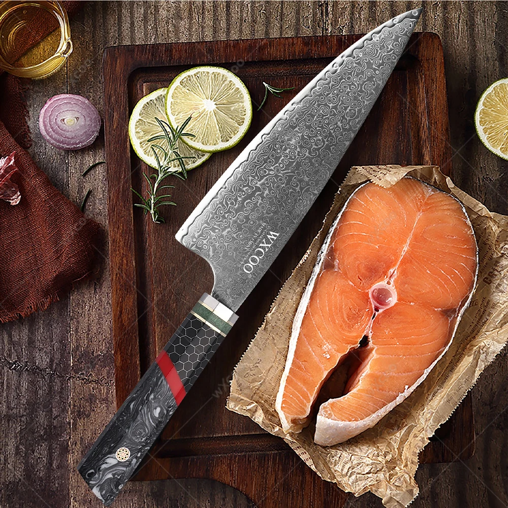 

1-6PCS Knife Set Professional VG10 Damascus Steel Chef Santoku Utility Paring Cook Knife for Meat Sharp Kitchen Knife with Box