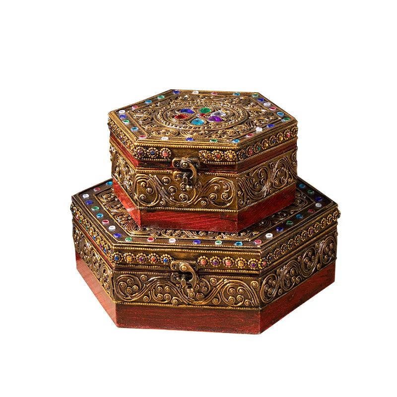 

DSA solid wood jewelry box storage tank glazed storage box household living room dining room coffee table wooden candy box
