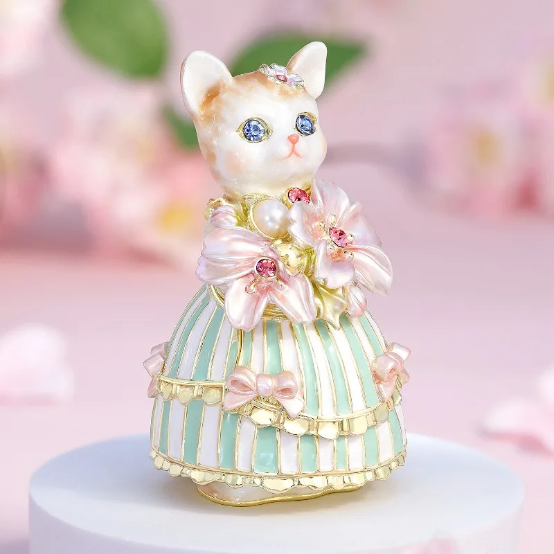 

Jewelry Box Enamel Color Creative Cherry Blossom Cat Lulu Jewelry Box Proposal Ring Box Birthday Wedding Gift