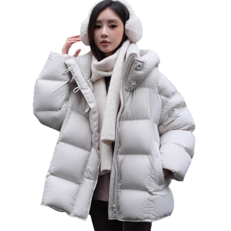 المرأة قصيرة أسفل سترة 2025 خريف/شتاء وصول جديد عالية لوفت البخاخ سميكة المألوف ركاب نمط معطف دافئ