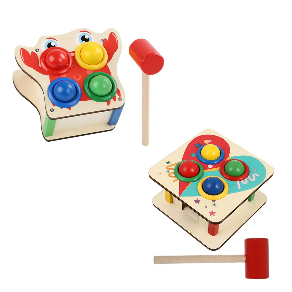 

2 Sets Knocking Table Lightweight Smooth Edges Baby Grasping Hammer Beating Plaything Toddler Educational Toy H eye