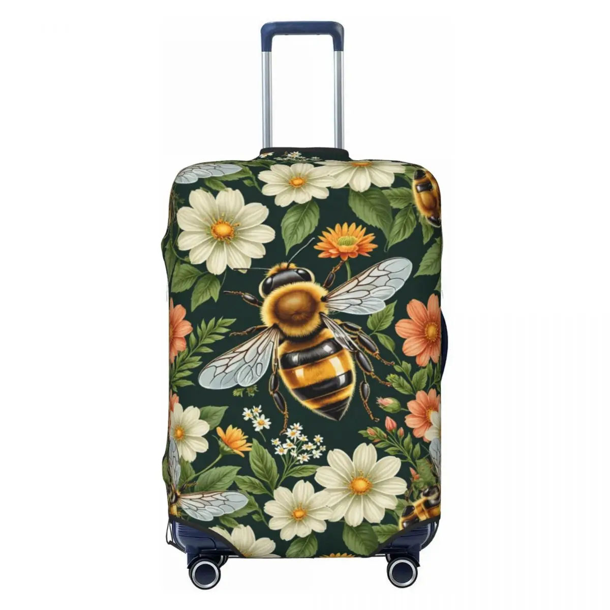 

Cute Bee And Flowers Pattern Luggage Cover Elastic Travel Suitcase Protective Covers Fits 18-32 Inch