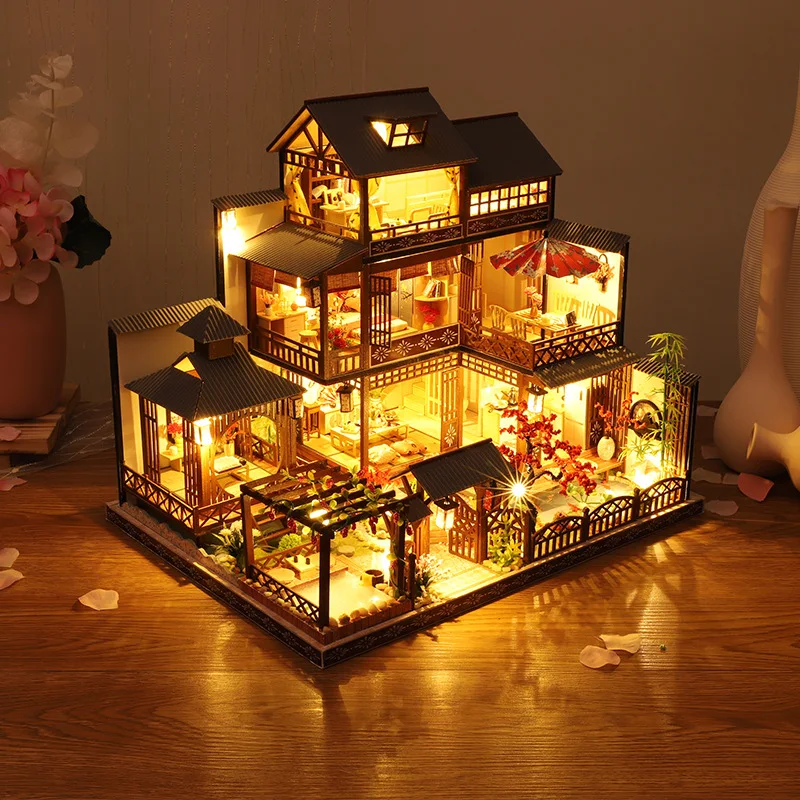 DIY Japanese Wooden Villa “Yasen Garden” – Handcrafted 3D Assembly Traditional Architecture House Model