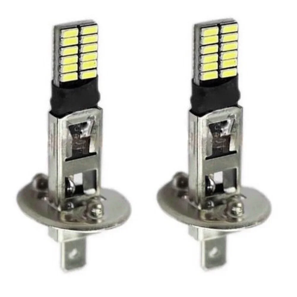 2x H1 24-LED Car Fog/Driving Light Bulbs DRL Bright Super White Lights Car Fog Lights Auto DRL CSP Chips 12V 24V 80W