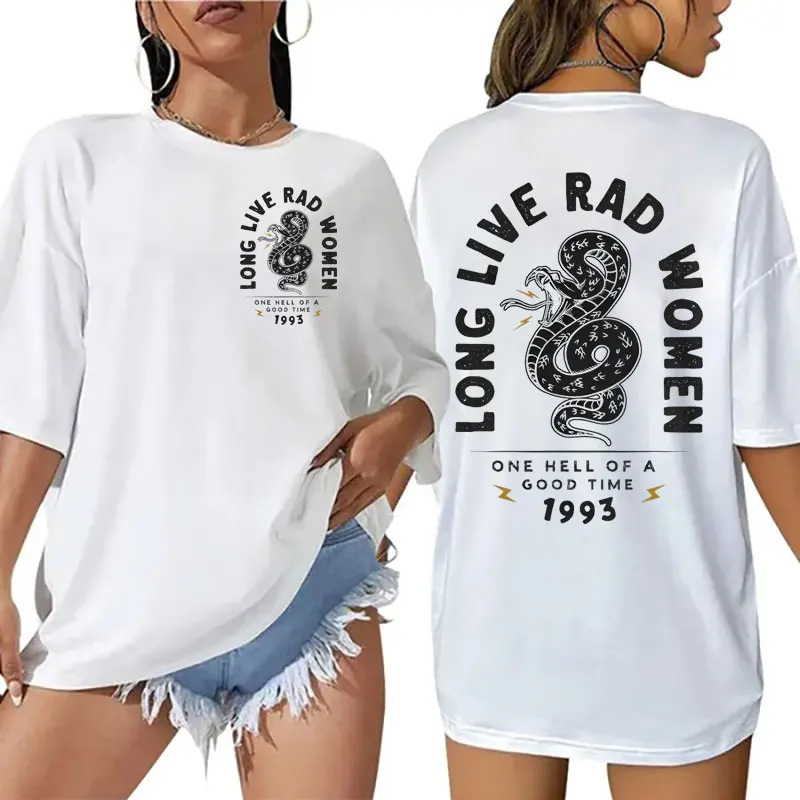 Long Live Rad Women Tee Shirts Boho Snake T-shirts Vintage Aesthetic Inspired Cotton T-shirt Oversized Unisex Tee Retro T-Shirts