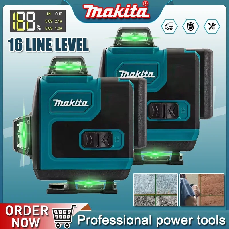 

Makita 16-Line Cross Level 360 Horizontal Vertical High-Precision Green Light Laser High-Precision Wall-Mounted Portable Tool
