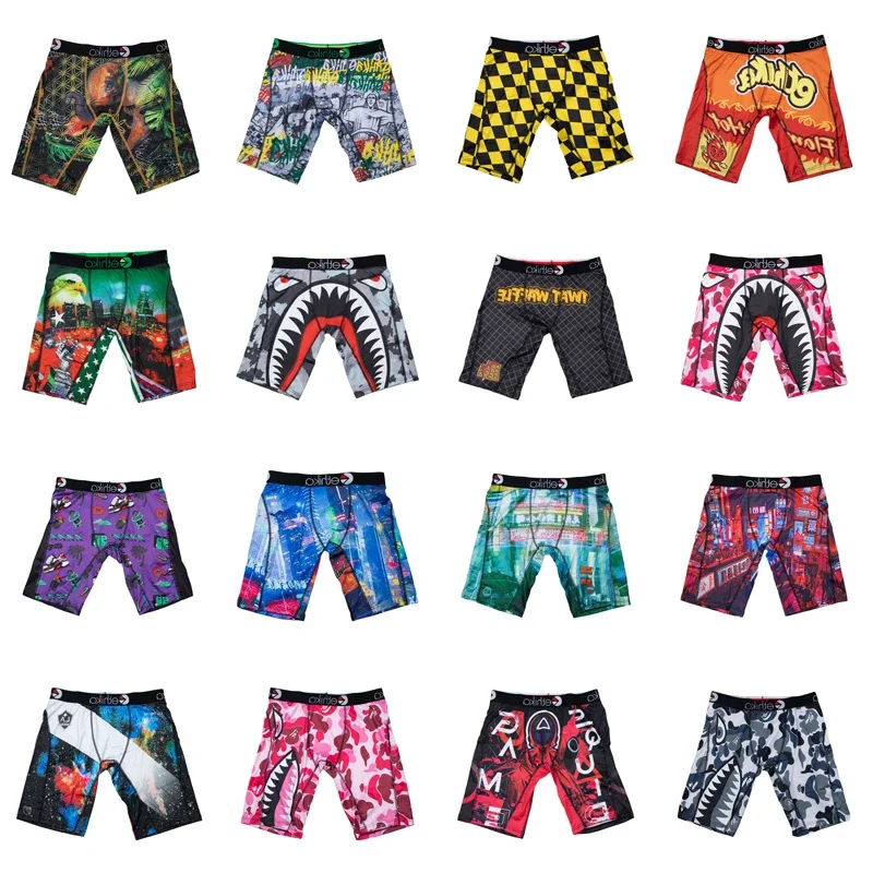 ETHIKA Men Underwear Breathable Sexy Men's Panty Lingerie Underpants Male Plus Size Fashion Shark Print Men Boxer Briefs Trunks