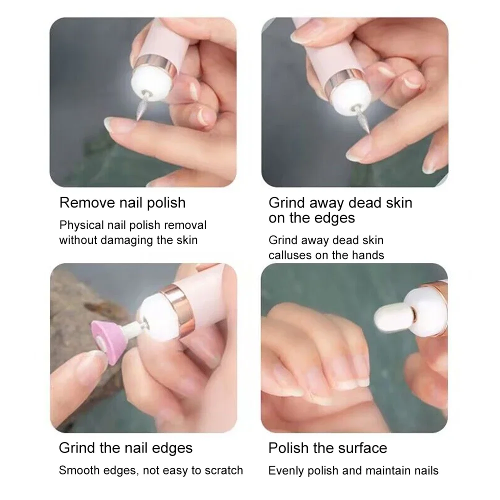 Electric Nail Polish Drill Set Machine With Light Portable With Battery Mini Electric Manicure Art Pen Tools For Gel Remover