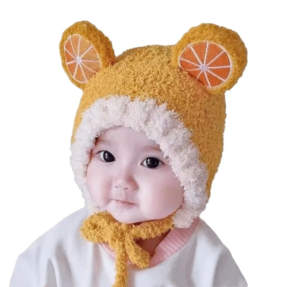 

Kawaii Fleece Fruit Ear Hat Plush Winter Baby Beanie Cap Thick Warm Ear Protection Hat Outdoor