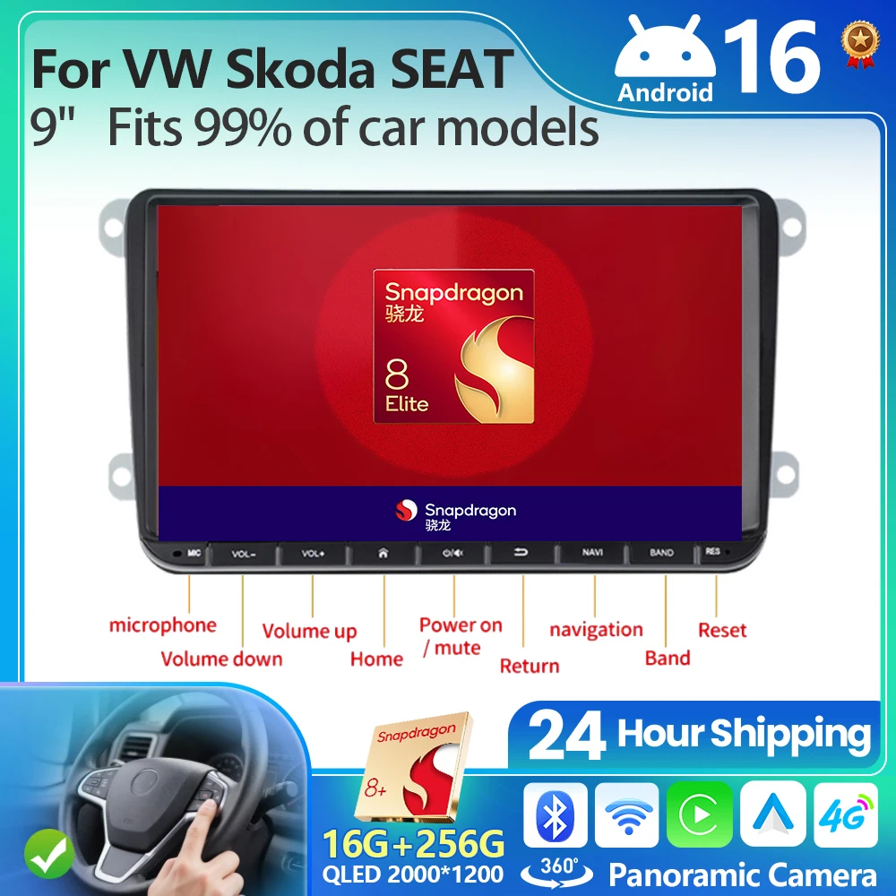 Android 2Din Autoradio für Volkswagen Golf 5 6 Polo Passat B6 B7 CC Skoda Jetta Universal Multimedia Carplay Wifi GPS Navigation