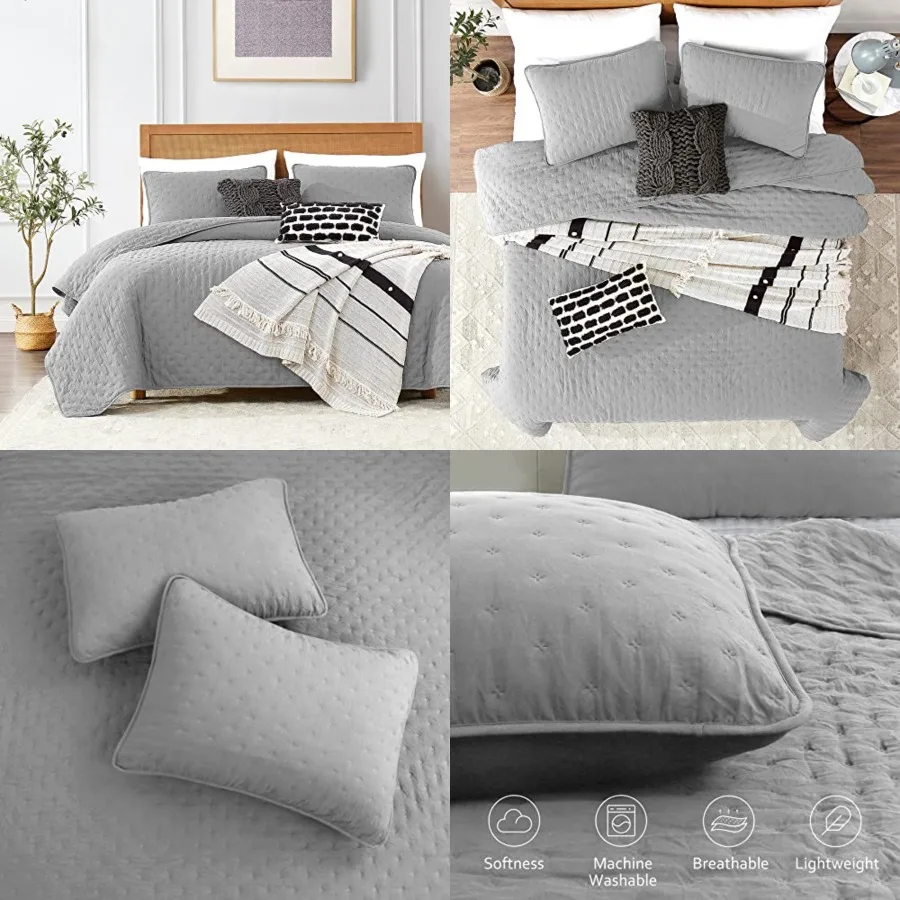 

Cal Size Quilt Bedding Sets with Pillow Shams, Oversized weight Soft Bedspread Coverlet, Quilted Blanket Thin Comforter Bed Cov