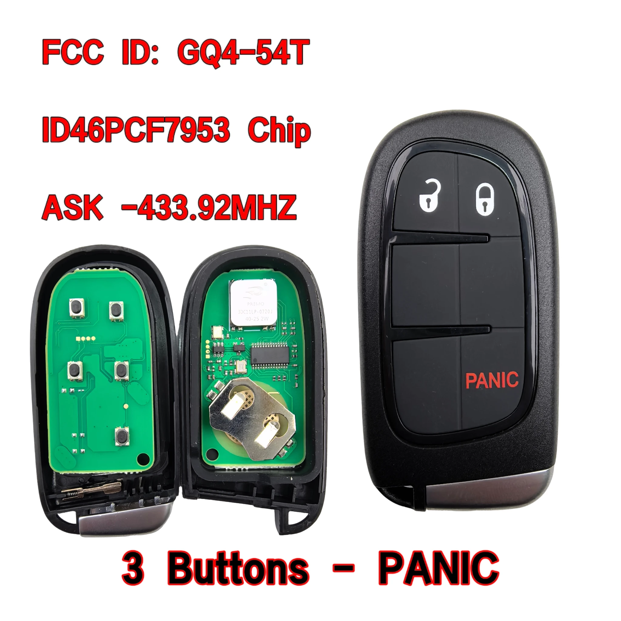 GQ4-54T ID46Chip 433Mhz 2/3/4/5BT Fernbedienung LKW-Auto-Schlüssel/PCB für Dodge für RAM 1500 2500 3500 2014 2015 2016 2017 2018 Keyless Go – Detail 8