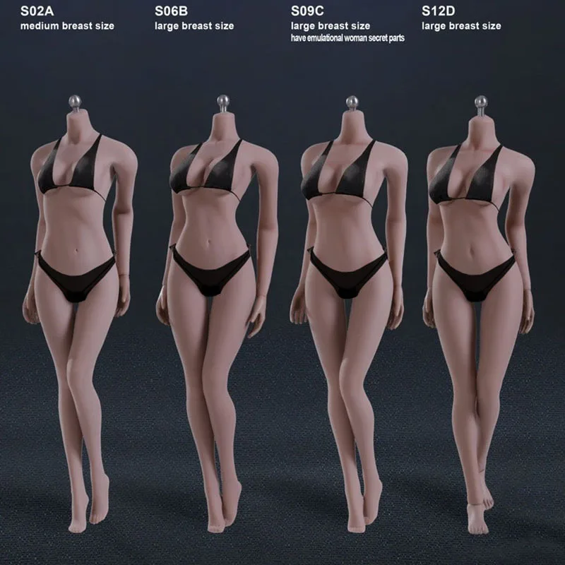 

TBLeague S09C S12D S06B S02A 1/6 Middle Large Bust Suntan Skin Super Flexible Female Seamless Body 12'' Action Figure Model