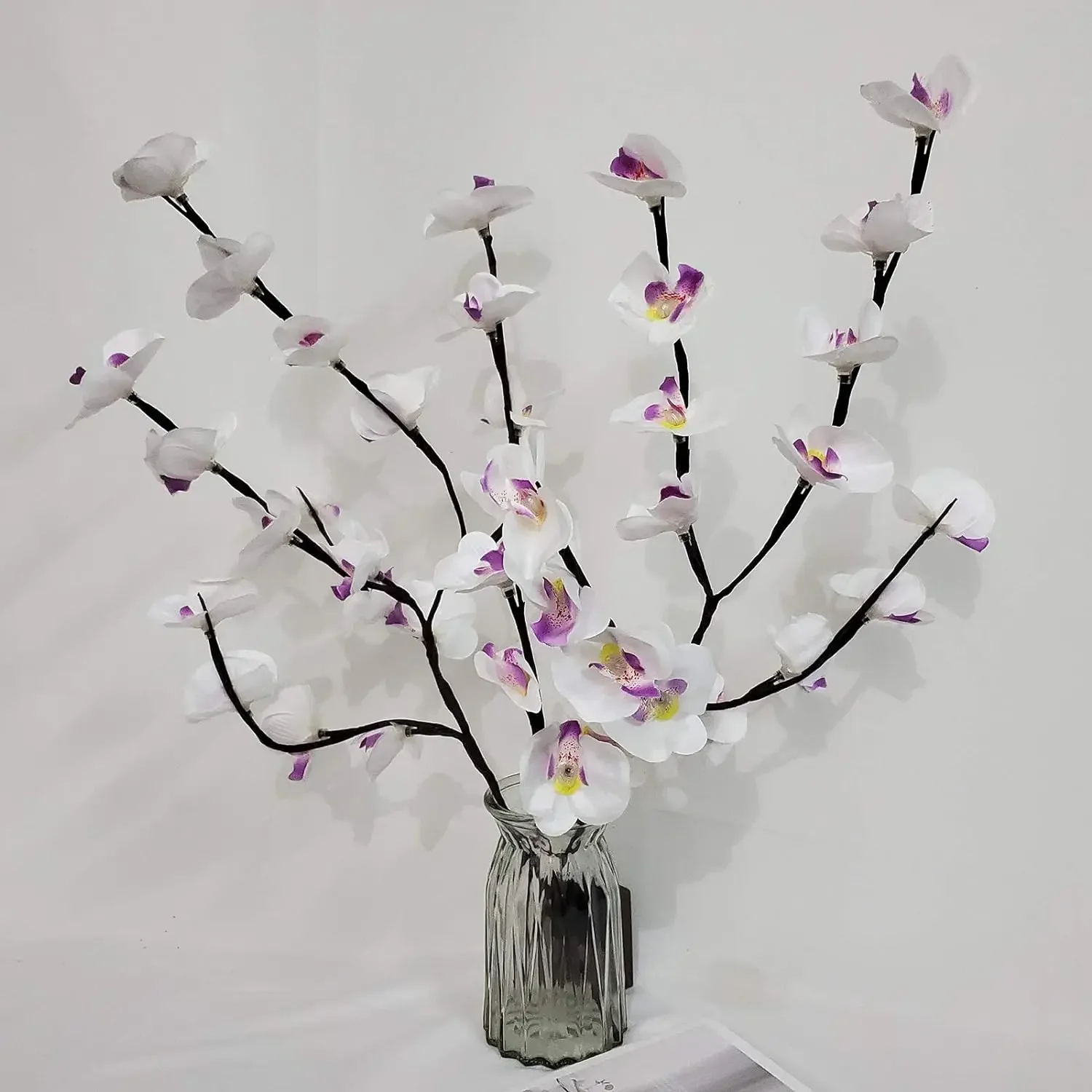 1 confezione di luci a LED per albero di orchidea a farfalla bianca e viola, alimentate a batteria, lampada per albero illuminata per la decorazione romantica della casa