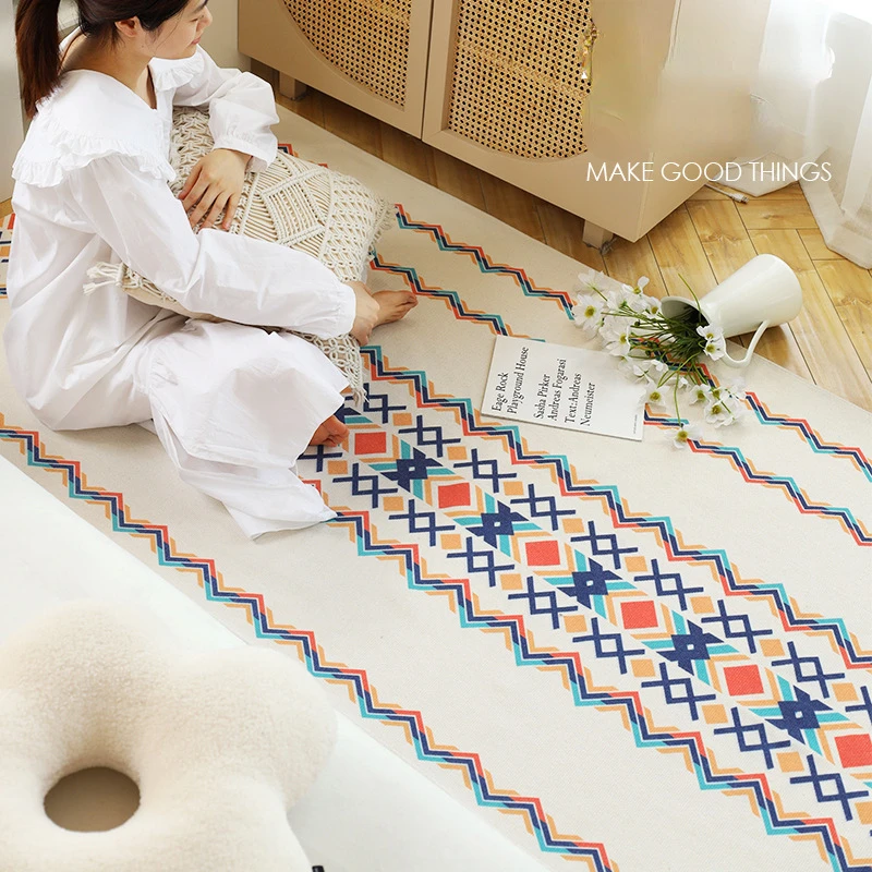 Carpet Cotton Linen Area Rug for Bedroom Livingroom Floor Mat Doormat Bed Side Rugs Boho Large Size Carpets