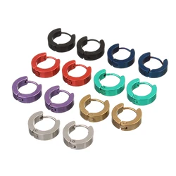 LOULEUR 1 Pair 14mm Stainless Steel Stud Earrings Colorful Round Earing For Women Men Ear Jewelry Stud Piercing Jewelry
