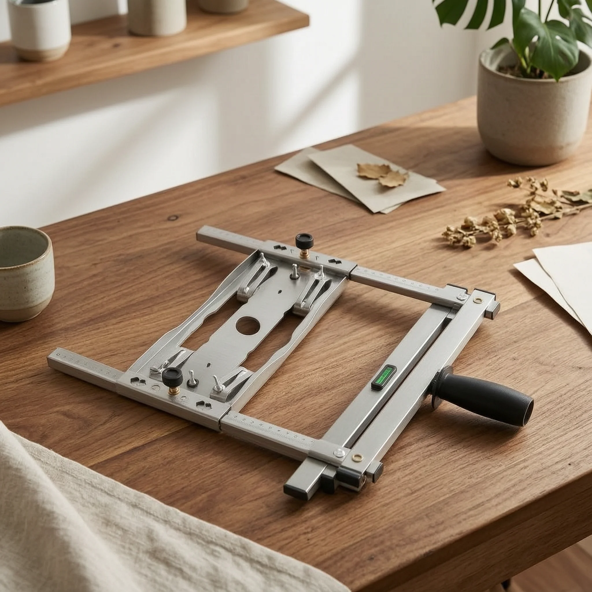 Workshop Cutting Tools - คู่มือการตัดแผ่นไม้ คู่มือตัดขอบแบบมีระดับในตัว เครื่องมือสำหรับงานไม้ พร้อมสเกลสลักลาย ทนทาน ทำจากโลหะ