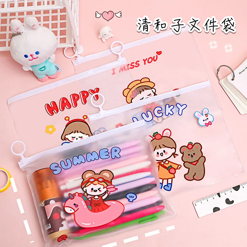 File Bag Stationery Transparent Waterproof Test Paper File Bag Student Stationery Office Supplies Document Organizer