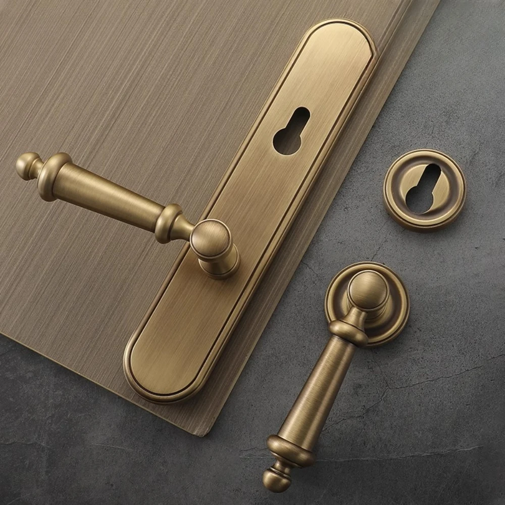 Brass Silent Split Door Lock Retro Cream Interior Bedroom Handle