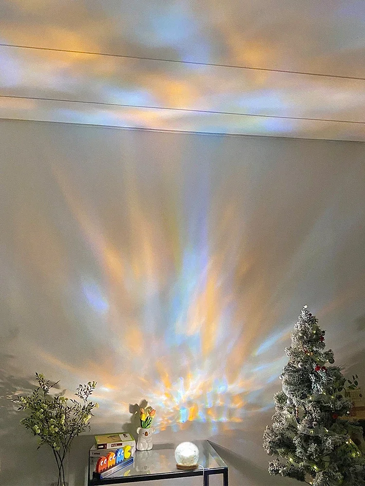 Nova água ondulação projetor noite luz cristal humor lâmpada decoração casa casas quarto estética dom natal luzes do sol