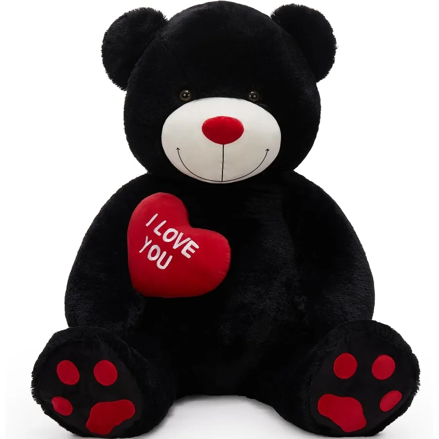 

Red Heart Big Teddy Bears Black Teddy Bear Stuffed Animals with Embroidered I Love You for Girlfriend Large Valentines Fluffy T