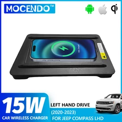 New Design Wireless Charger For Jeep Compass 2020-2023 LHD QI Fast Mobile Phone 15W Hidden Car Dashboard Holder Charging