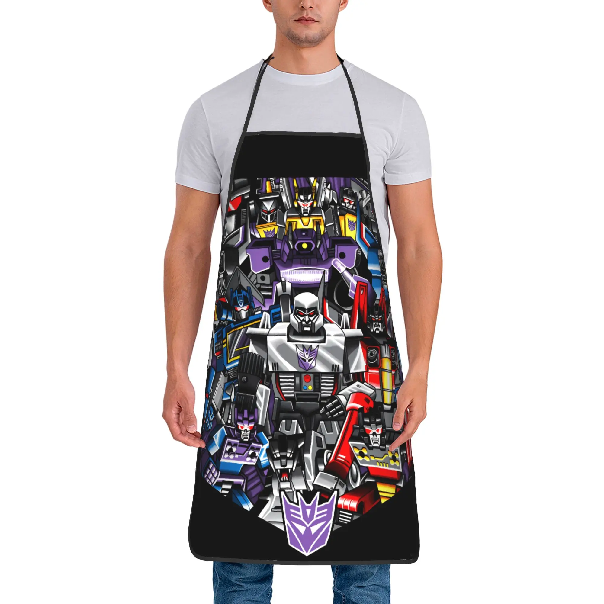 

Cartoon Transformers Autobots Apron Anime Cooking Manicure Kitchen Accessories Restraunt Cute Aprons without Pocket
