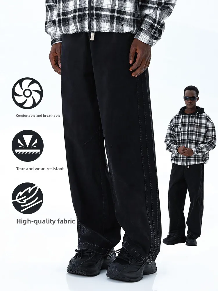 

MMOPTOP Men's Casual Straight Leg Loose Fit Heavy Du Cotton Pants Sli Streetwear Autumn Wear Resistant High Breathabili