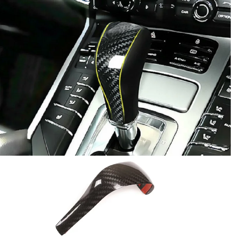 

Real Carbon Fiber Decoration Accessories Car Center Console Gear Shift Knob Cover Trim Fit For Porsche Cayenne 2011-2017