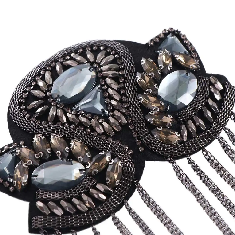 Retro Epaulets Shoulder Board Brooch Punk Fringe Shoulder Mark Crystal Badge Shoulder Flash Suit