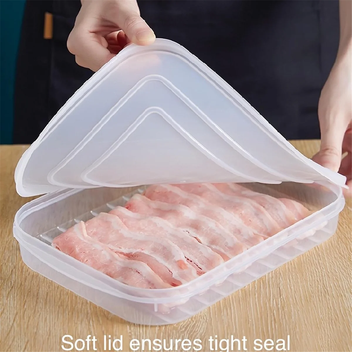 A24R Refrigerator Fresh-Keeping Storage Box Home Transparent PE Soft Cover Stackable Food Grade Preservation Box