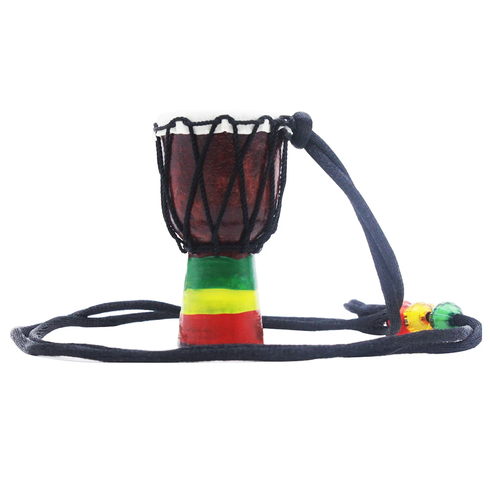 

Handmade For Music Lovers Decorative Desktop Gift Djembe Necklace Small Solid With Metal Rings Ropes Traditional Hand Unique