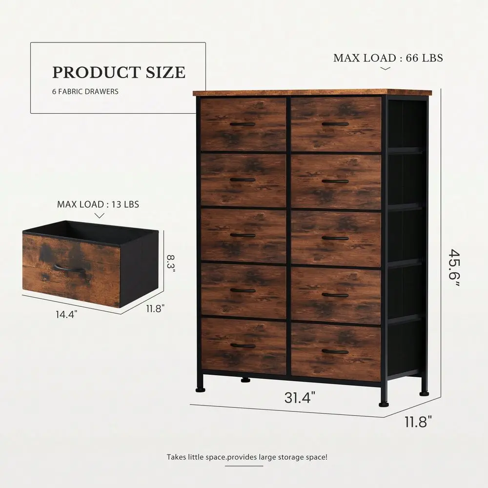 

Tall Black Dresser For Bedroom With 10 Drawers Chest Of Drawers Dressers Bedroom Furniture Storage Organizer Unit With Fabri