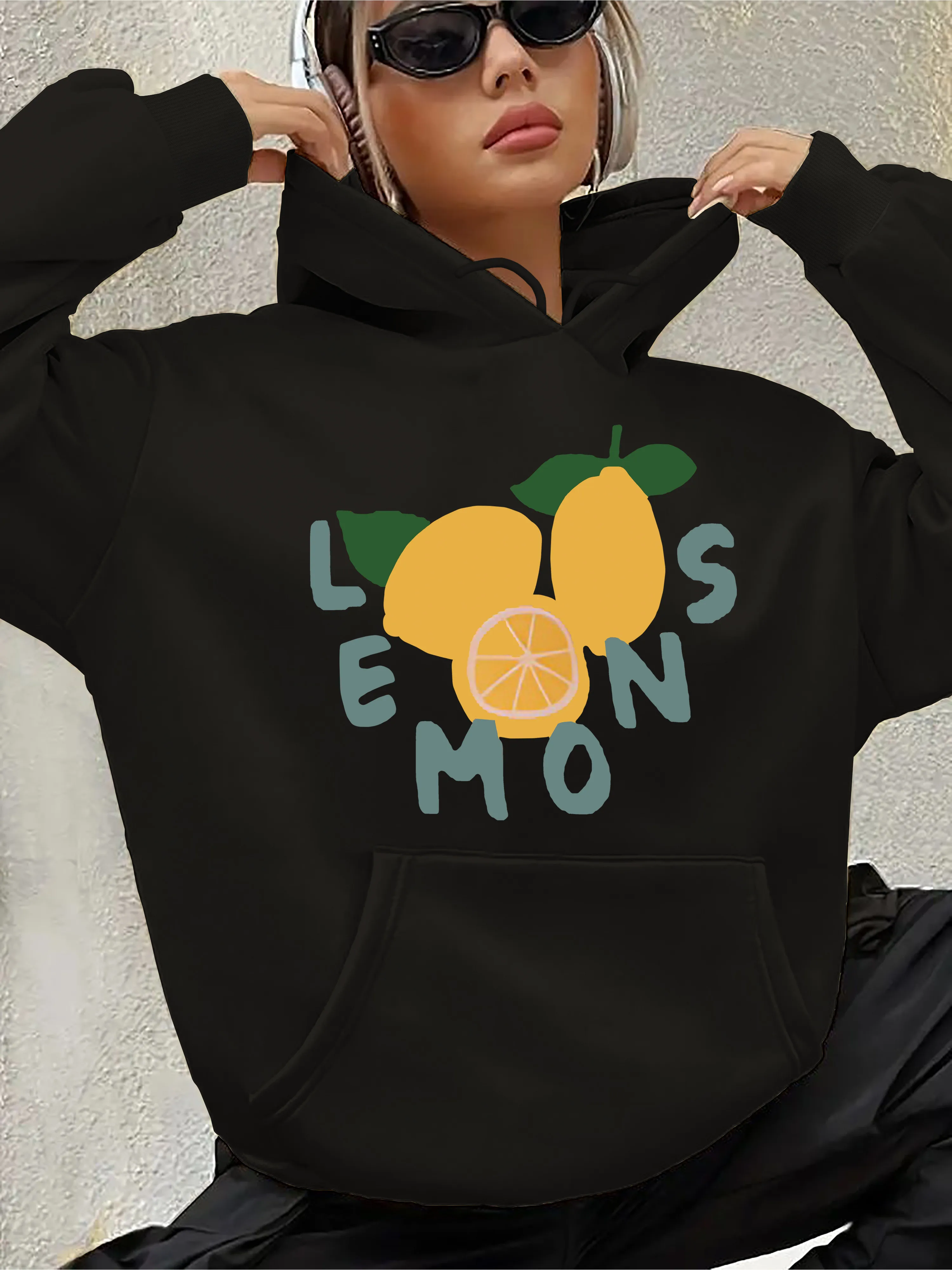 

Lemon Graphic Printing Autumn and Winter Cotton Men's and Women's Hoodies Casual Outdoor Street Sports Training Brand Trend