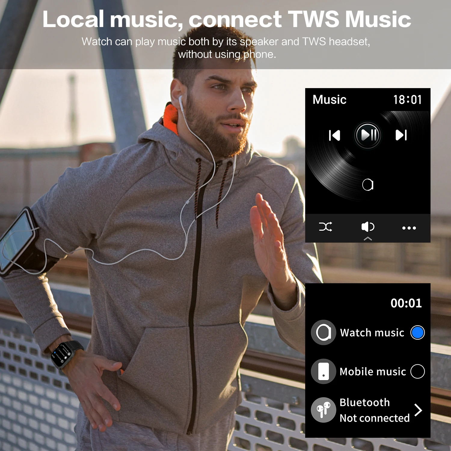Uhofit-ساعة ذكية للاتصال بالبلوتوث ، ساعة ذكية للياقة البدنية ، مراقبة معدل ضربات القلب ، مساعد صوتي ، ساعات IP67 مقاومة للماء ، A70