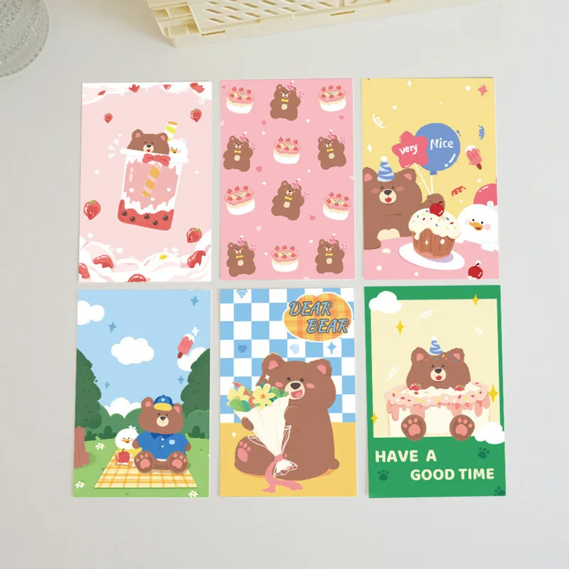 Ins Cartoon Bear Funny Postcards Cute Greeting Cards Kawaii Photo Props Background Wall Diy Creative Decorative Card 10 Sheets