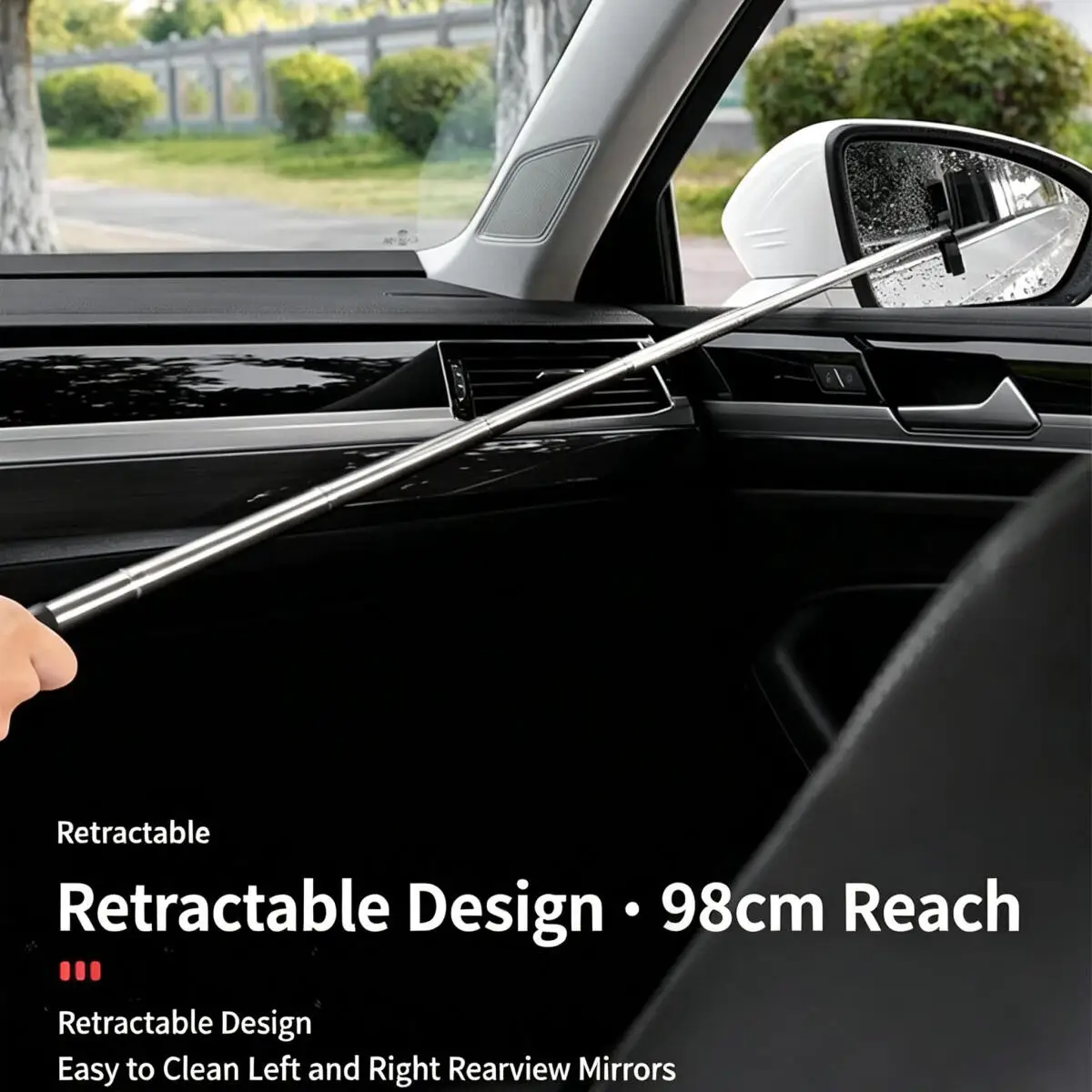 Car Rearview Mirror Squeege Handle Telescopic Cleaning Tool Auto Glass Mist Cleaner Scraper Car Accessories Window Brush