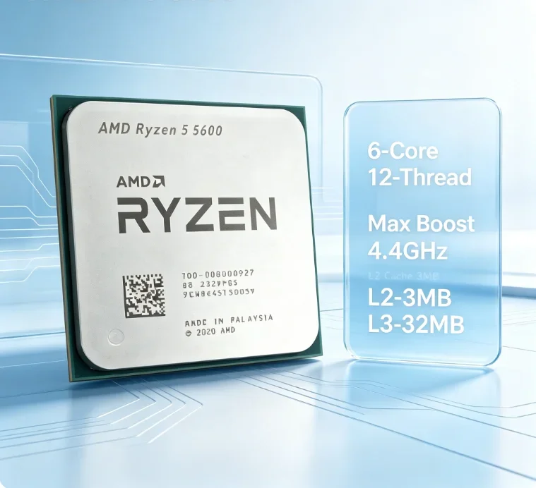 Office Multitasking And Gaming Dual Use CPU AMD Ryzen 5 5600 6 Cores 12 Threads 3.5GHz AM4 65W Desktop Processor Without Box